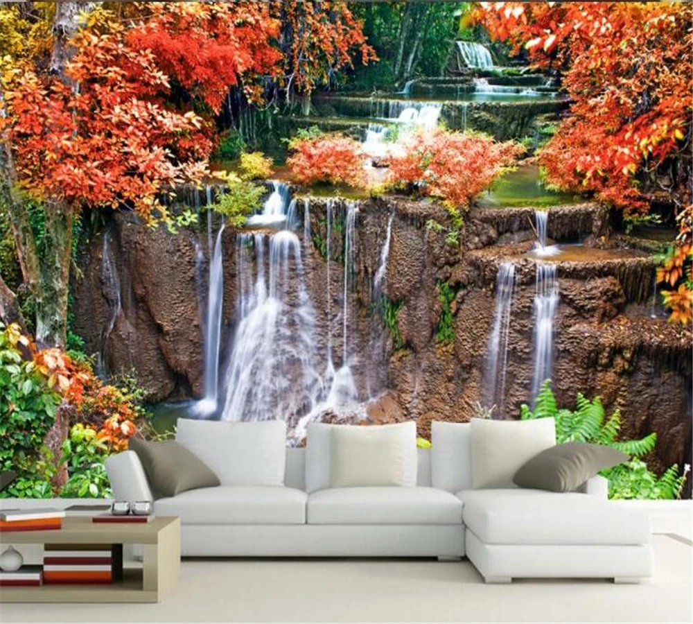Обои beibehang на заказ красивый современный ландшафт водопад фонтан 3D настенная