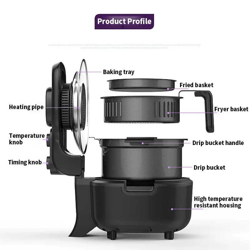 Бытовая электрическая фритюрница 220 В плитка умная без дыма 5 л