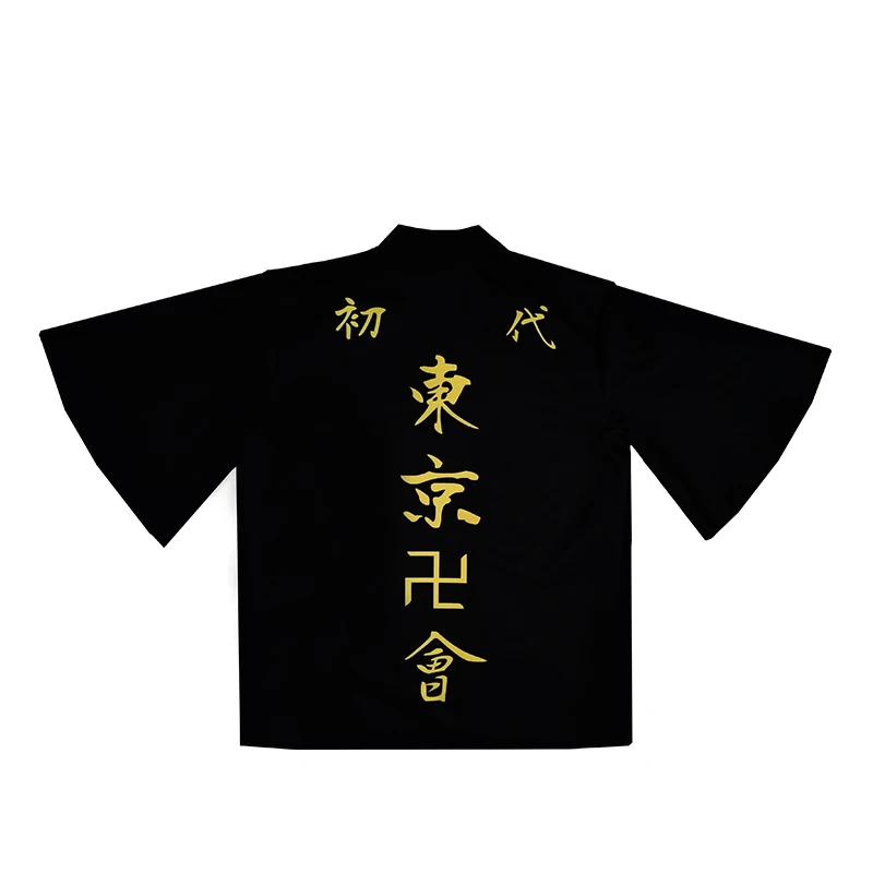 Кимоно мужское с коротким рукавом топ аниме принтом Токийский рептилии черный