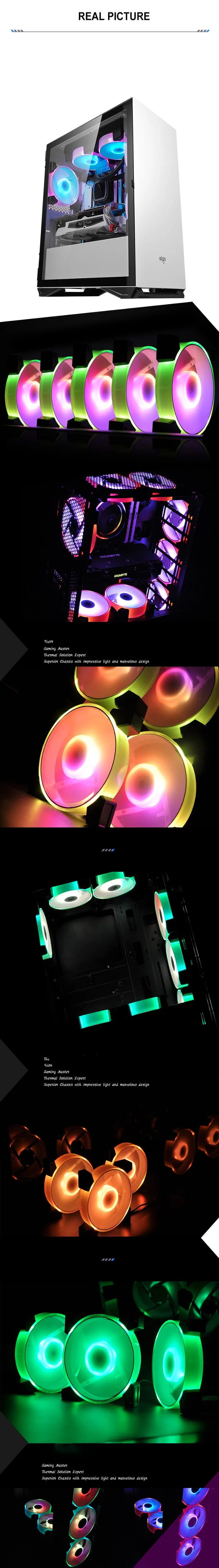 Aigo Интеллектуальный компьютерный RGB вентилятор, чехол для ПК, кулер для охлаждения, 120 мм вентиляторы, RGB регулировка 3 P-5 V, светильник AURA SYNC, тихий, cpu, охлаждающий светодиодный вентилятор