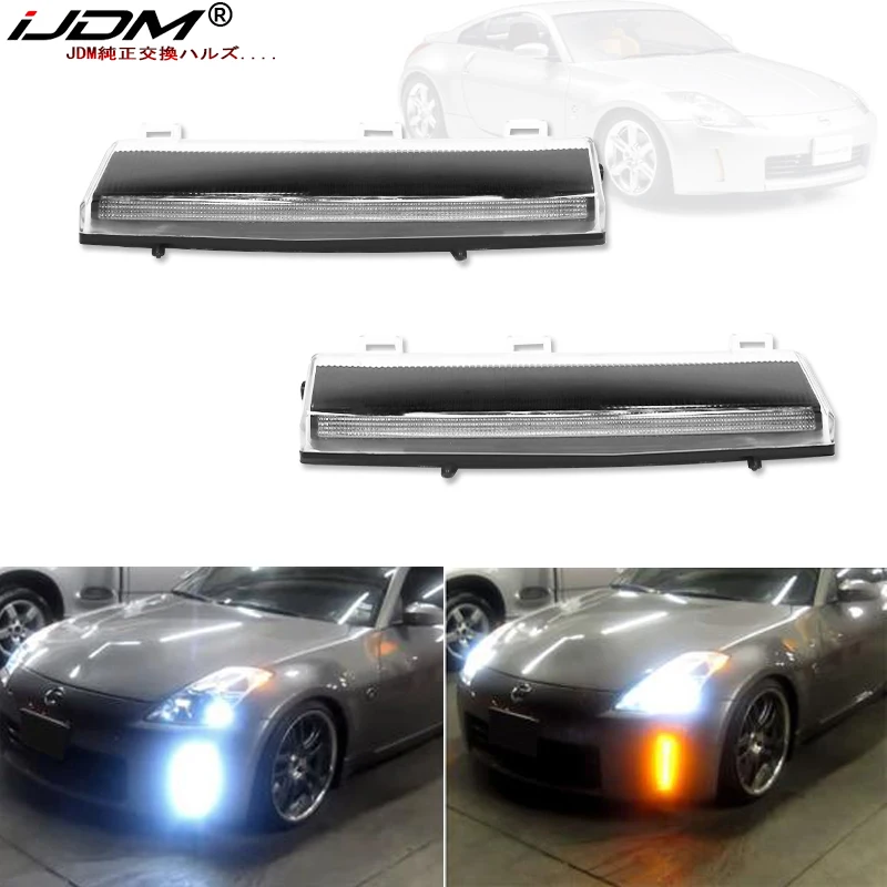 IJDM белый и янтарный светодиодный переключатель для 2006 2009 Nissan 350z LCI дневные