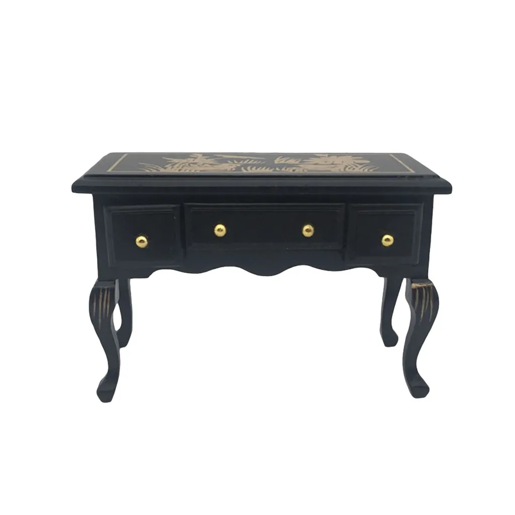 

1:12 Dollhouse Furniture Miniature Black Writing Desk Table Living Room Kid Toy Play Toy Kids house toy juguetes