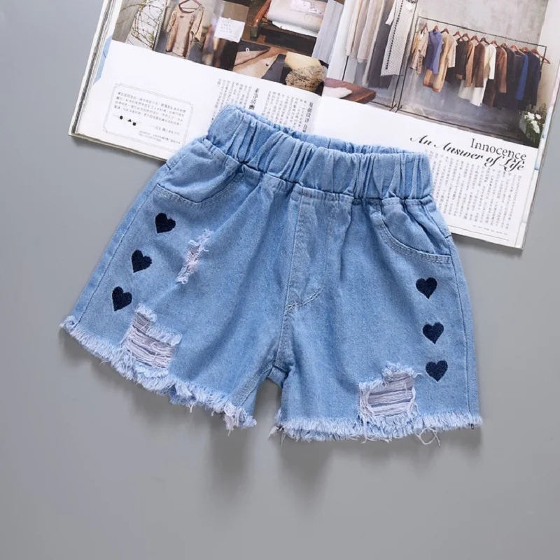 2022 Summer Kids Shorts Girls Denim Shorts Fashion Girl Short Princess Jeans Children Pants Girls Shorts Flower Girls Clothing