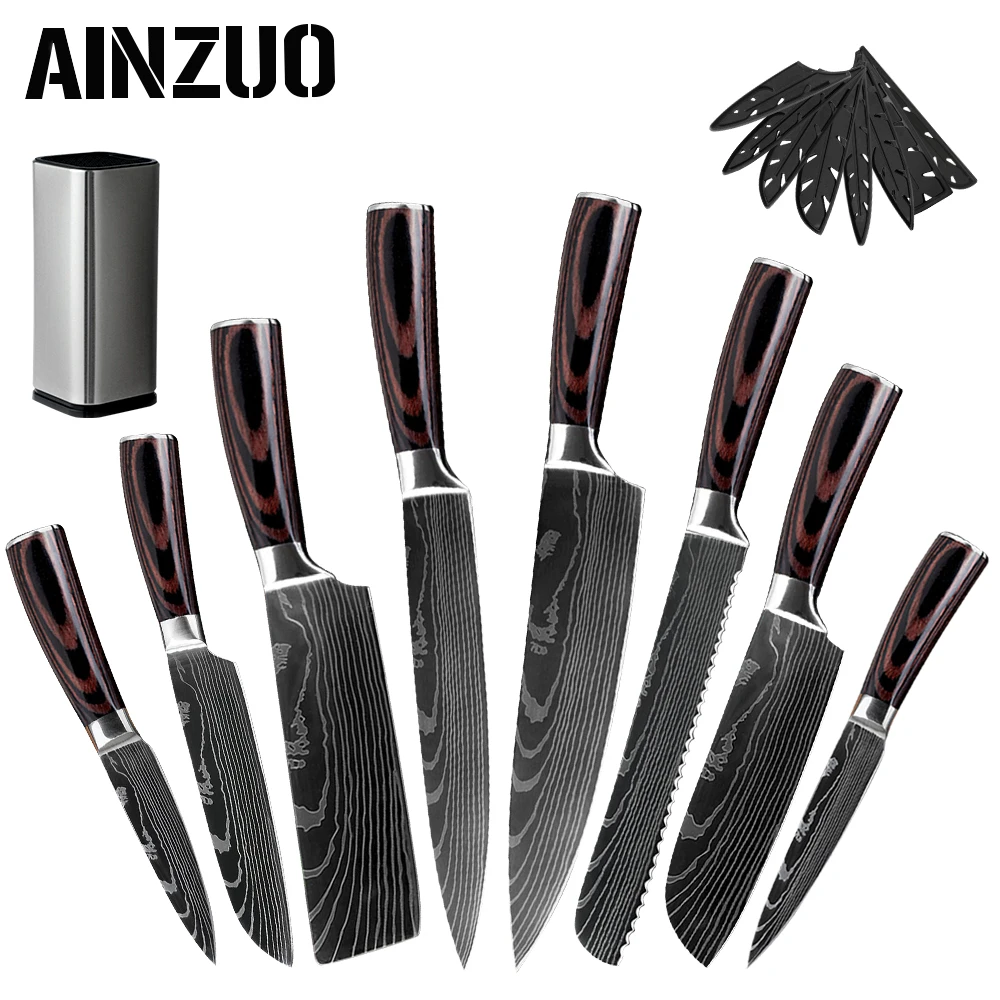 Набор кухонных ножей из нержавеющей стали 3cr14 комплект 9 предметов для шеф-повара