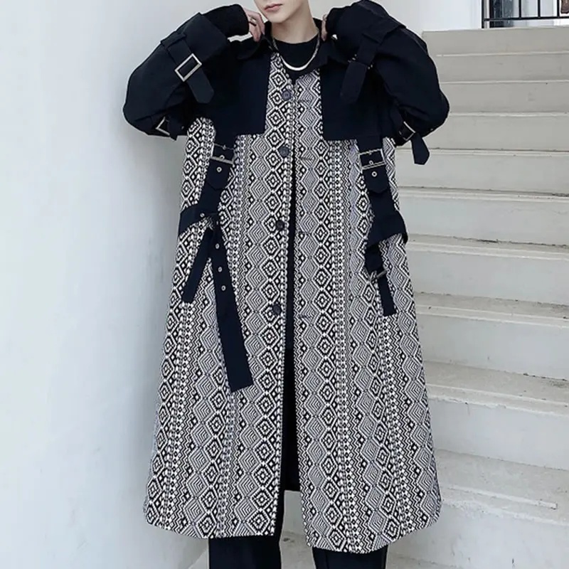 

XITAO Vintage Patchwork Trench Women Winter Trendy Fashion New Style Turn Down Collar Long Sleeve Single Breasted ZY2198