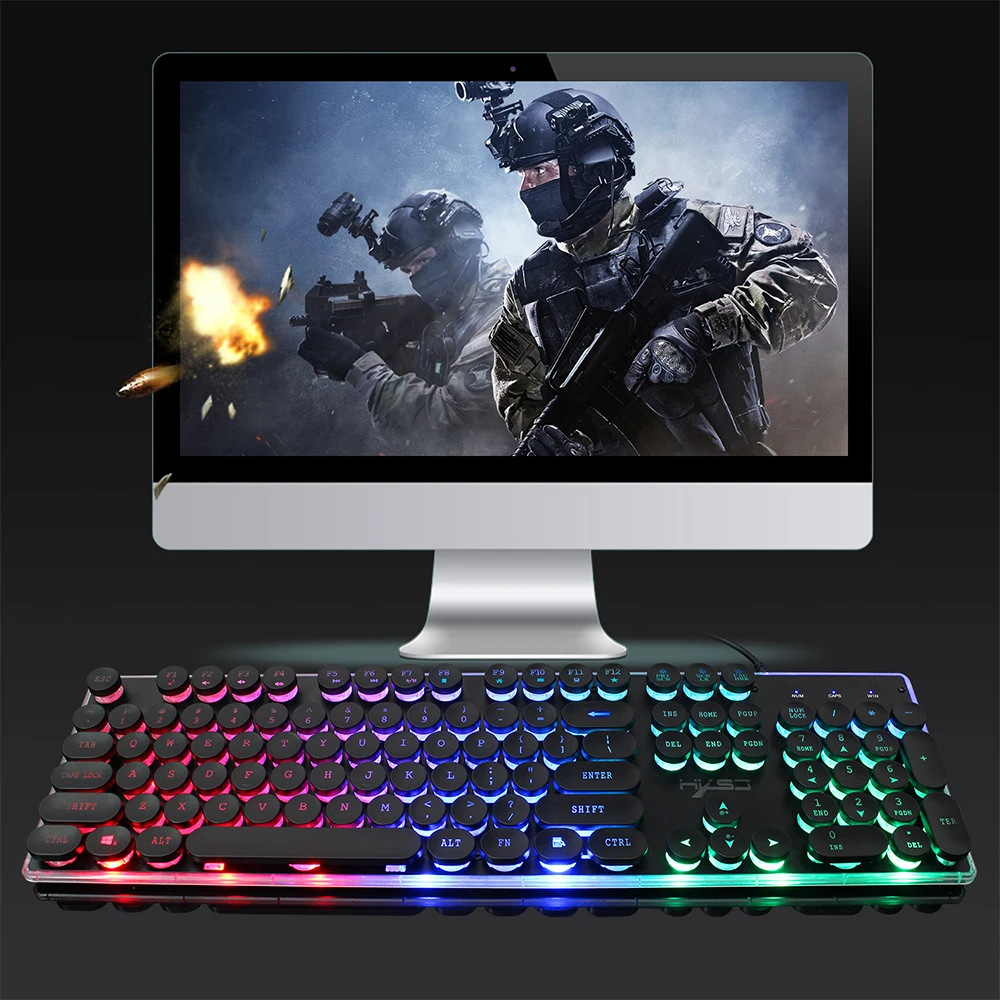 

HXSJ V300Y Colorful Backlight Gaming Keyboard Mouse Set RGB Glowing USB Multimedia Ergonomic Mouse Keyboard Combos For PC Laptop