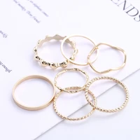 temperament multi layer ring geometry six piece women ring beautiful finger metal accessories korean popular jewelry accessories