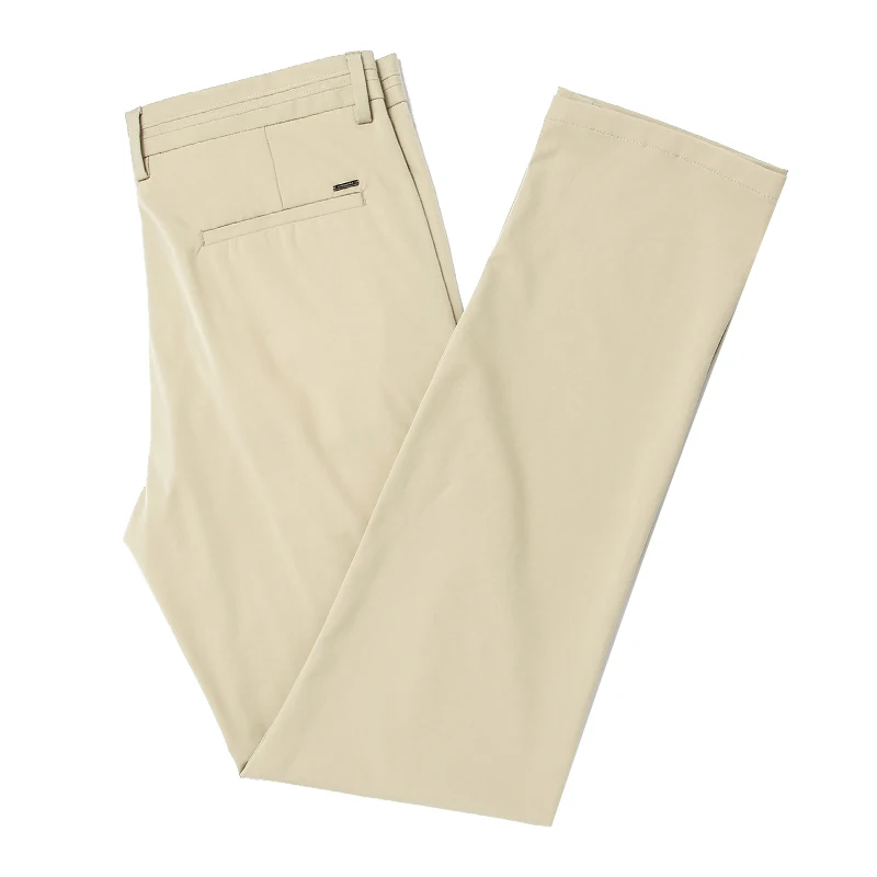 

Men's Fitted Straight Lightweight Pants 2021 Spring Summer High Quality Tencel Stretch Business Casual Pants Khaki Gray Blue