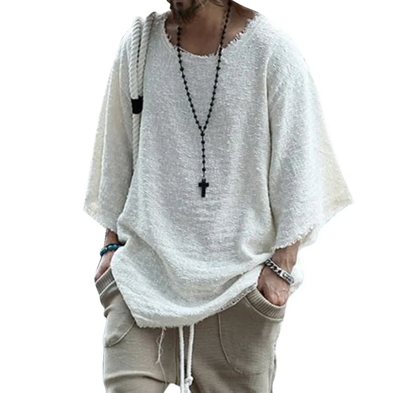 Осенний мужской свитер с длинным рукавом и круглым вырезом повседневный вязаный