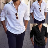 samlona long sleeve turn down collar shirt sexy men clothing 2021 new fashion top streetwear casual pullovers mens blouse white