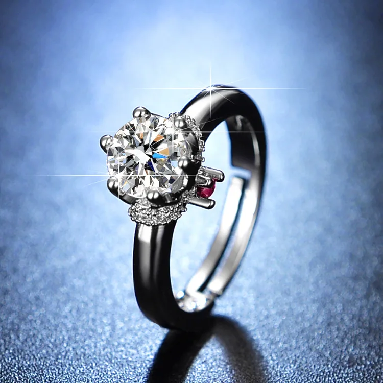 

Sterling Silver 925 Engagement Ring Diamond Rings for Women Wedding Jewelry Adjustable Ring