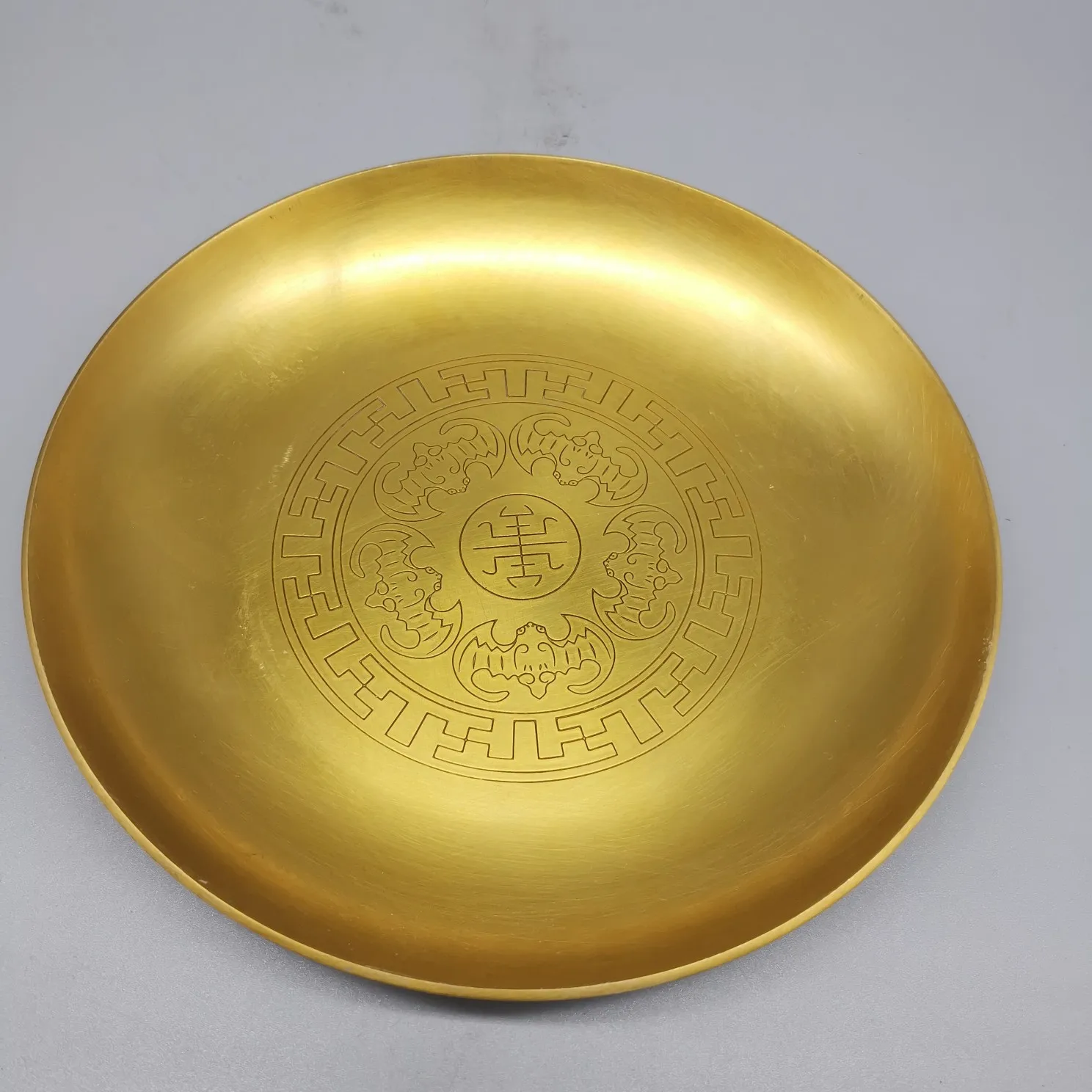 

Pure copper Wufu linmen plate, fruit plate tea plate copper plate, large