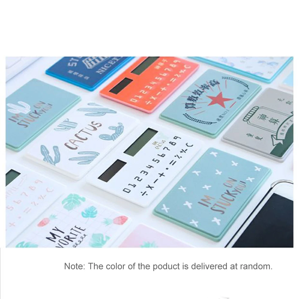 Mini Size Calculator Ultra-thin Cute Cartoon Solar Powered 8 Digits Display Portable Random Color | Компьютеры и офис