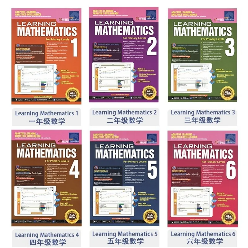 6 Books/Set SAP Learning Mathematics Book Grade 1-6 Children Learn Math Books Singapore Primary School Mathematics Textbook Toy