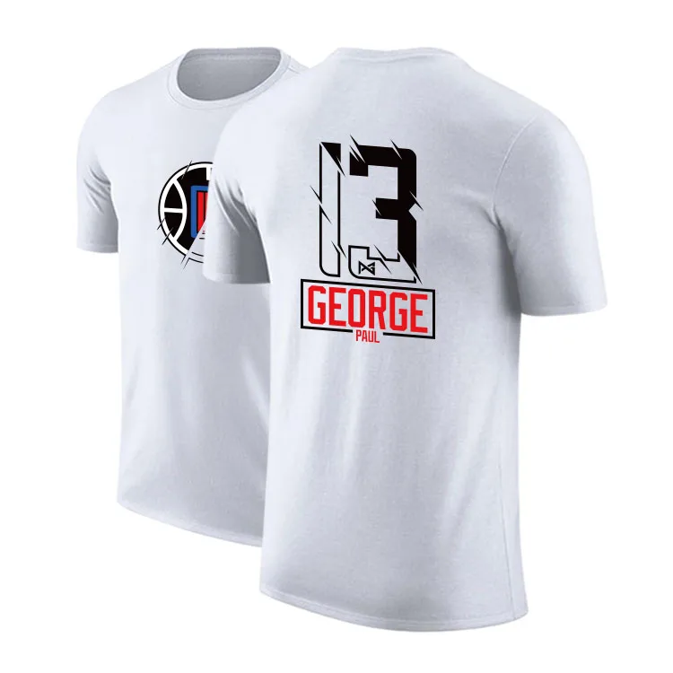 white George LA LBJ james bryant western все команды баскетбольная Футболка Карри Doncic harden Lillard Kawhi футболка Хлопковая мужская dpoy фирменный дизайн - Цвет: white George