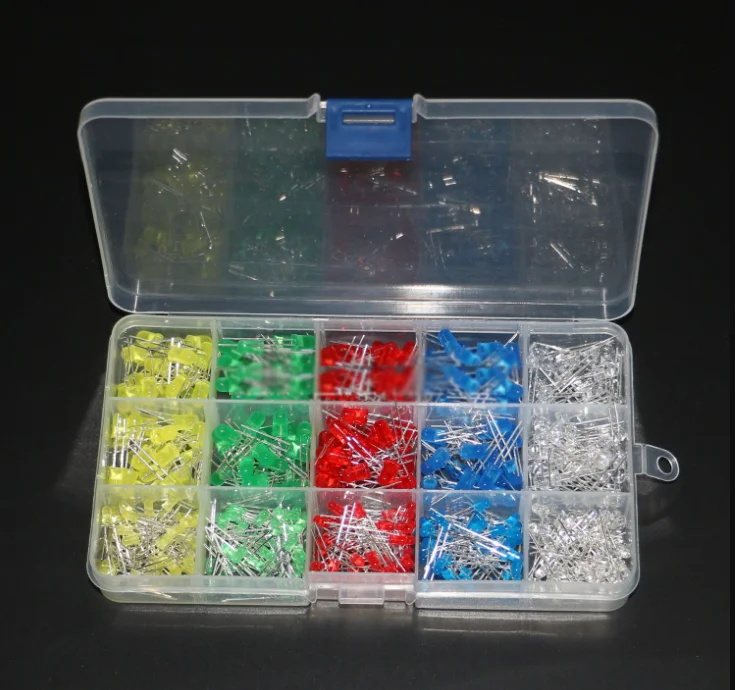 

500pcs 3MM 5MM Led Kit With Box Mixed Color Red Green Yellow Blue White Light Emitting Diode Lamp Assortment Kit