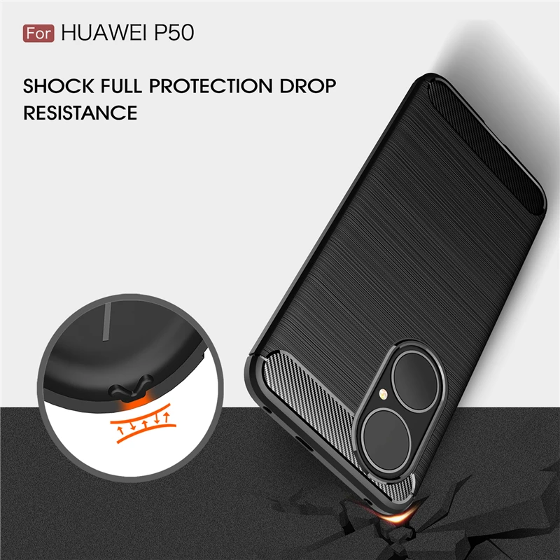 For Huawei P50 Case Fiber Carbon Shockproof Silicone Case For Huawei P50 Pro Case hard Cover For Huawei P40 P40 Pro P40 Pro Plus