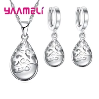 exquisite vintage hollow waterdrop with moonstone opal stones pendant jewelry sets for women girls birthday christmas gift