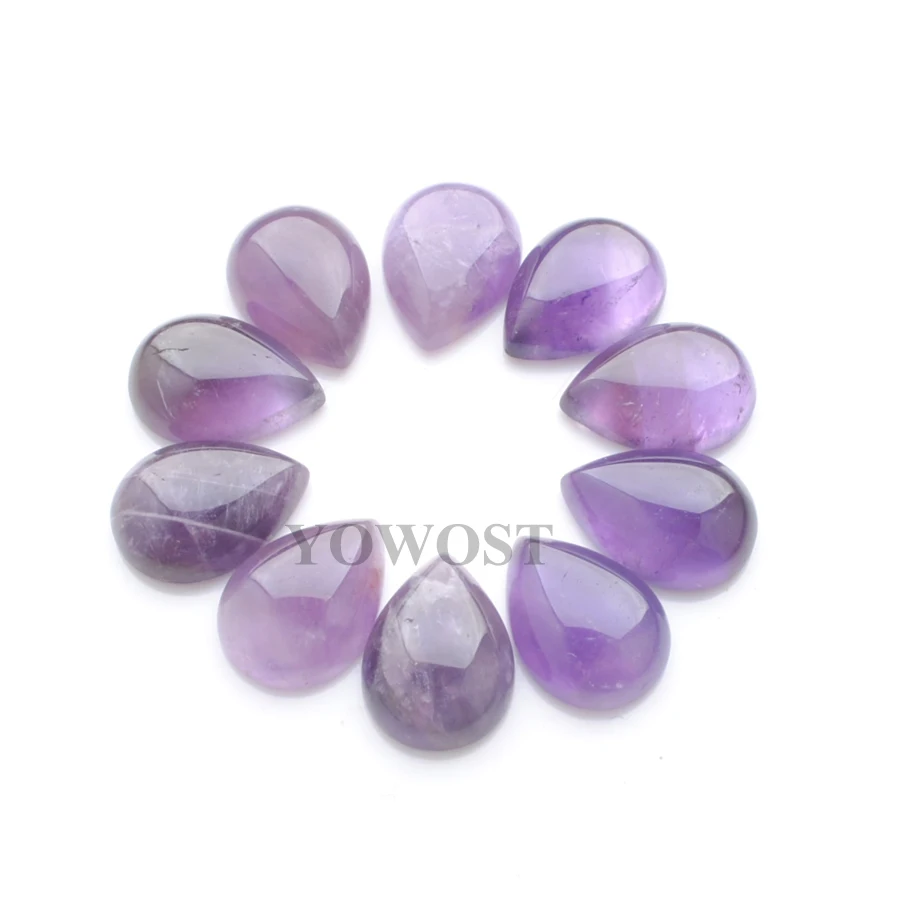 YOWOST Free Shipping Natural Amethysts Gem Stone Teardrop Cabochon CAB No Hole Jewelry 13x18x6MM 20pcs/lot QU3216 | Украшения и