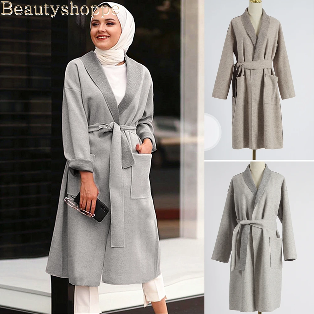 Женское шерстяное кимоно в Дубае кардиган турецком и мусульманском стиле пальто