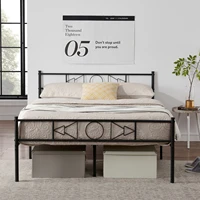 modern design bed frame with headboard and footboard double bed frame made of metal with large storageblack 140 x 200 cm