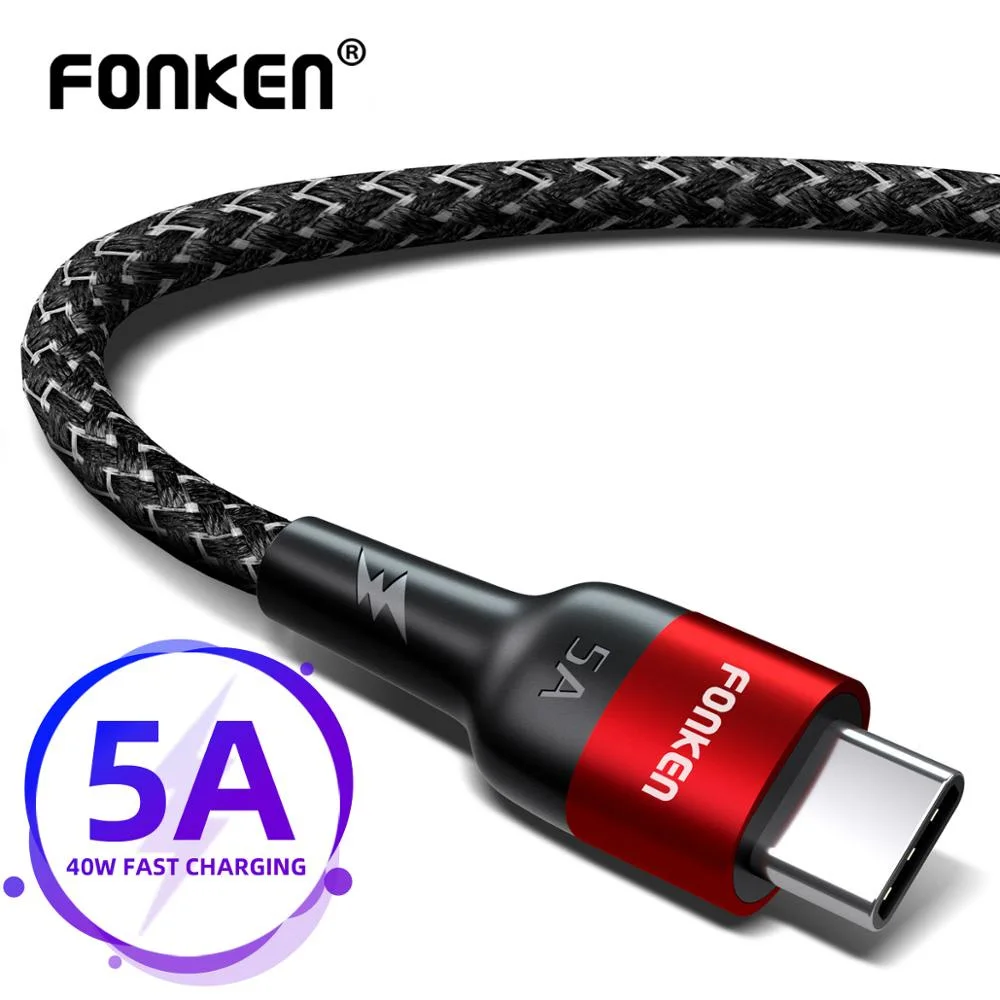 FONKEN 5A usb type C кабель Supercharge 40 Вт USB провод SCP FCP QC4.0 QC3.0 быстрое зарядное устройство 1 м