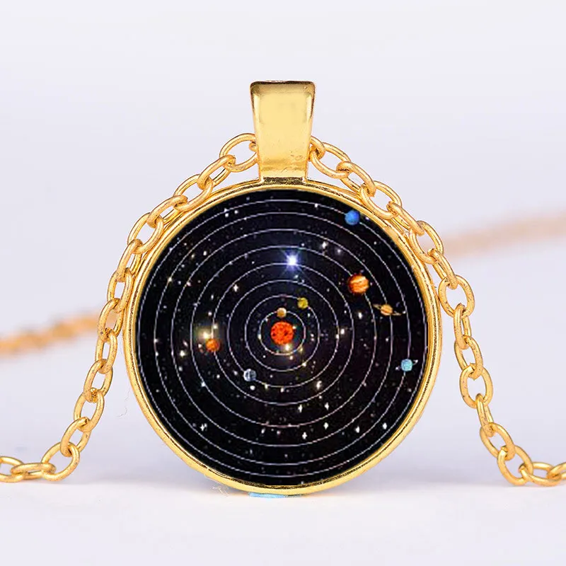 Ожерелье с подвеской в виде солнечной системы планеты галактики кабошона из