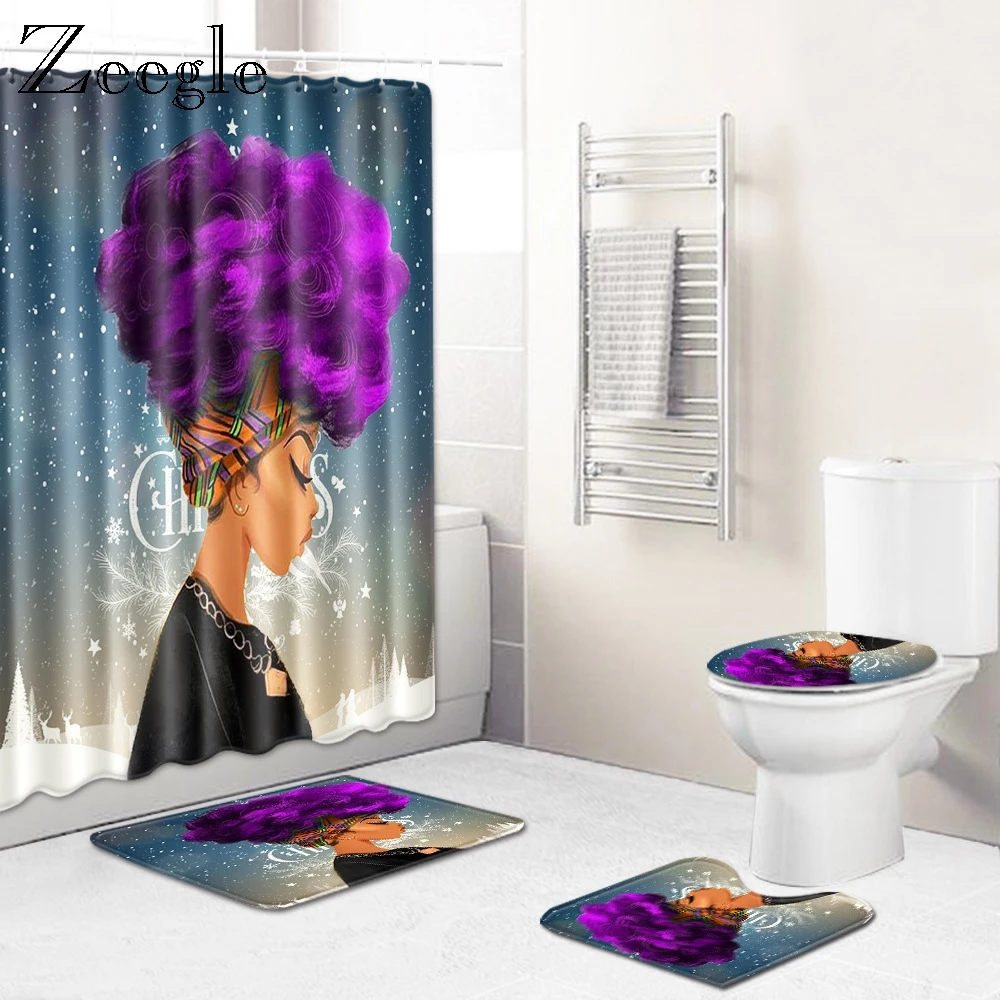 

Zeegle Рождественский креативный Набор ковриков для ванной комнаты Противоскользящий коврик для ног водонепроницаемый набор занавесок для д...