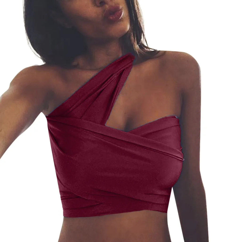 SAGACE Women Solid Sexy Off Shoulder Strapless Vest Bow Knot Tank Top Crop Blouse Femme Women's Tops Summer New | Женская одежда