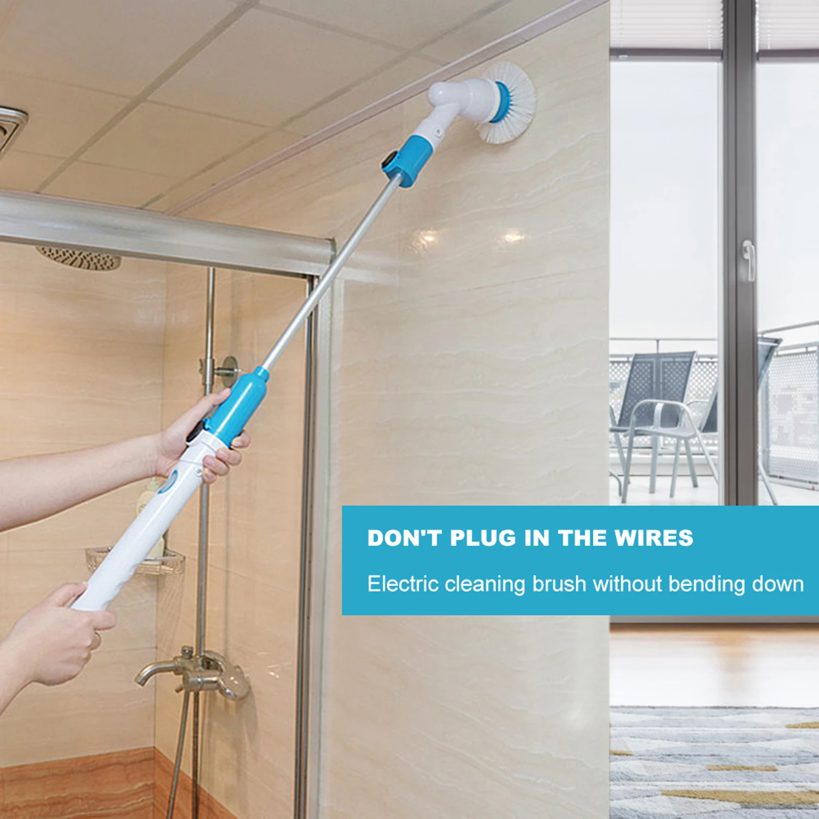 

Электрическая вращающаяся Турбо щетка, электрическая щетка для чистки, регулируемая щетка с длинной ручкой, беспроводной заряжаемый очист...