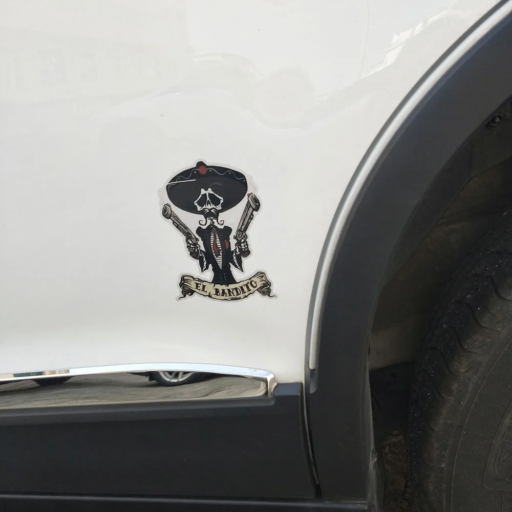 

10CM* 12.7cm Auto Accessories El Bandito Skull Car Decal Style PVC Waterproof Sunscreen Decals