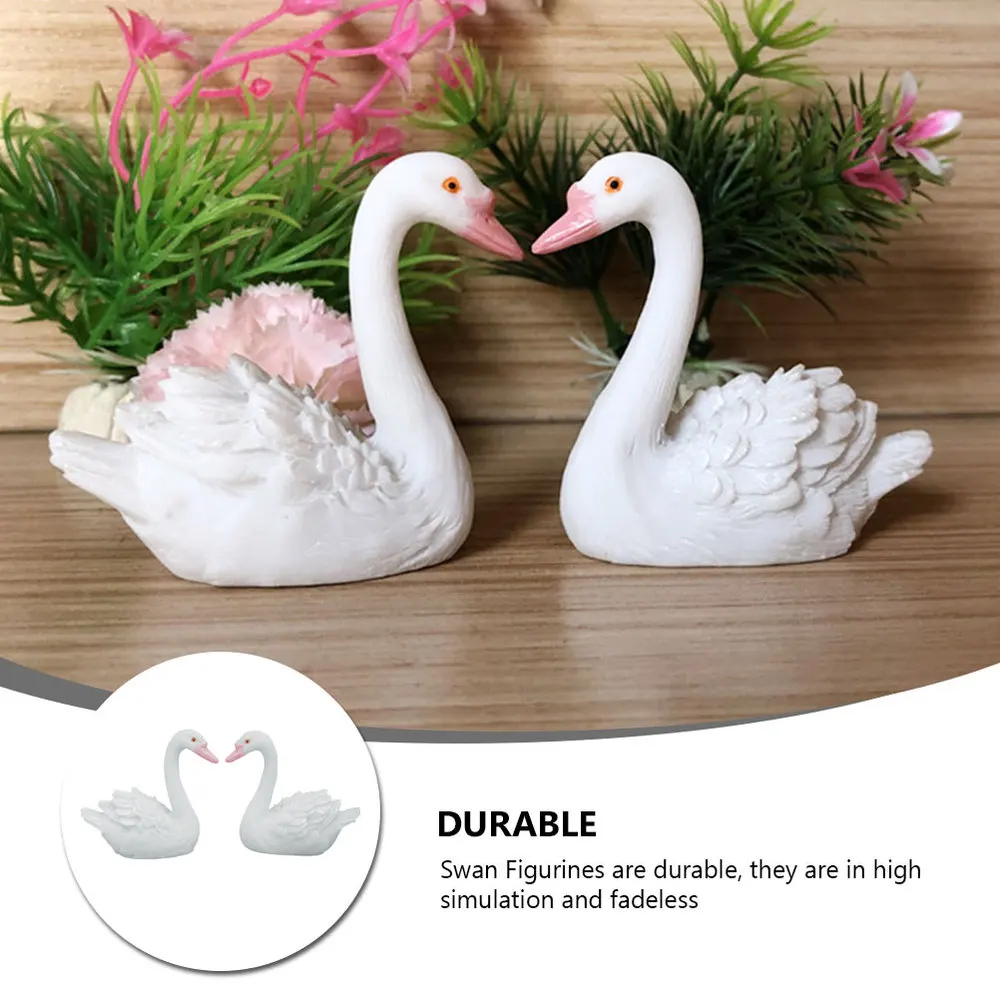 

2pcs Resin Swan Figurines High Simulation Durable Resin Figurine for Home