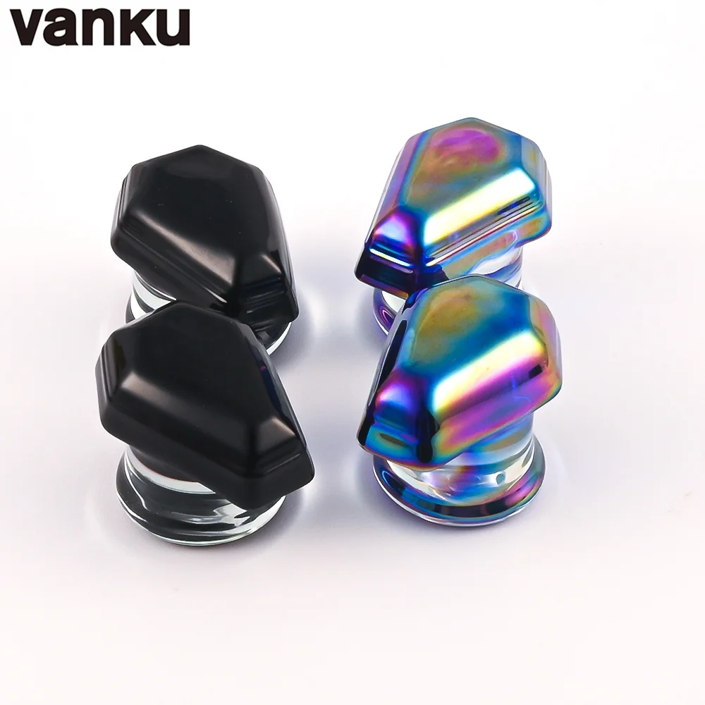 Vanku 10pcs New Punk Black Coffin Glass Ear Plugs Tunnels  Ear Expander Gauges Piercing Body Jewelry Stretching