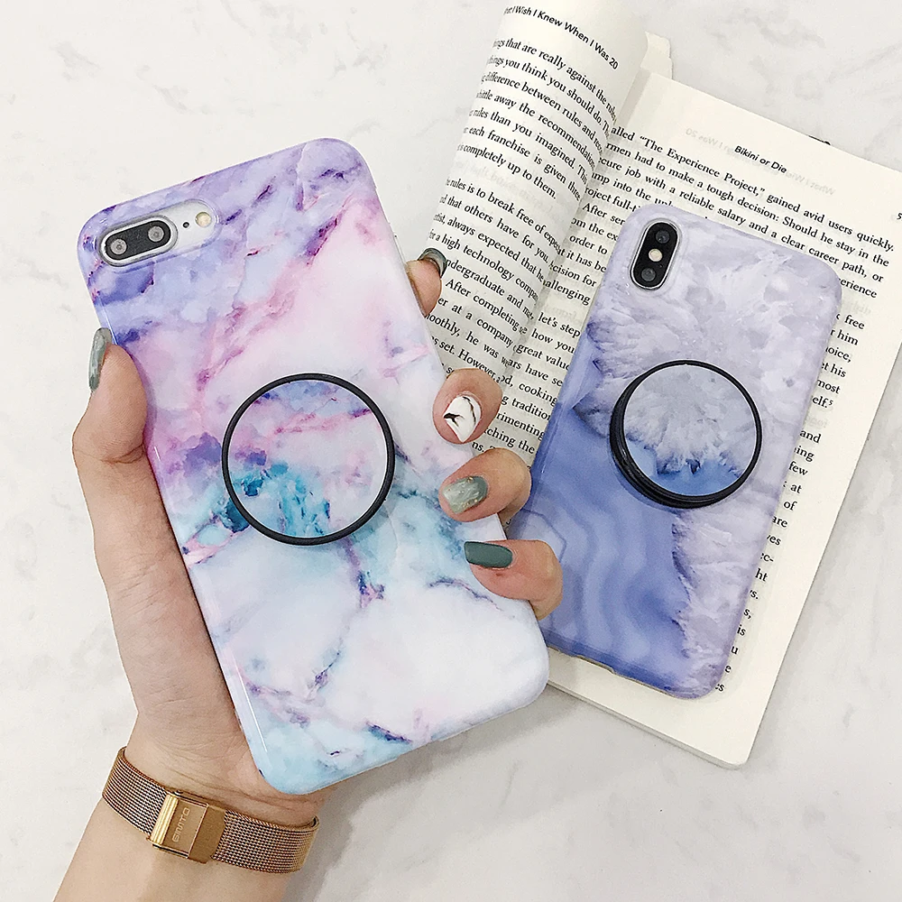 Классический Мрамор Стенд кожаный чехол для телефона с держателем для iPhone 11 Pro Max XR X XS макс 7 8 6S плюс Чехол Мягкий IMD для задней панели телефона с откидной крышкой