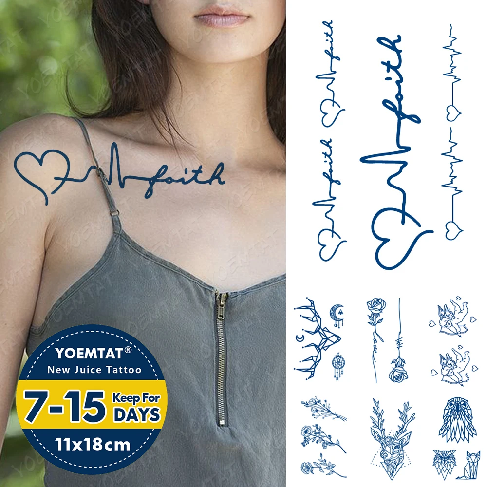 Водостойкая Временная тату наклейка Juice стойкая переводка волны сердцебиения