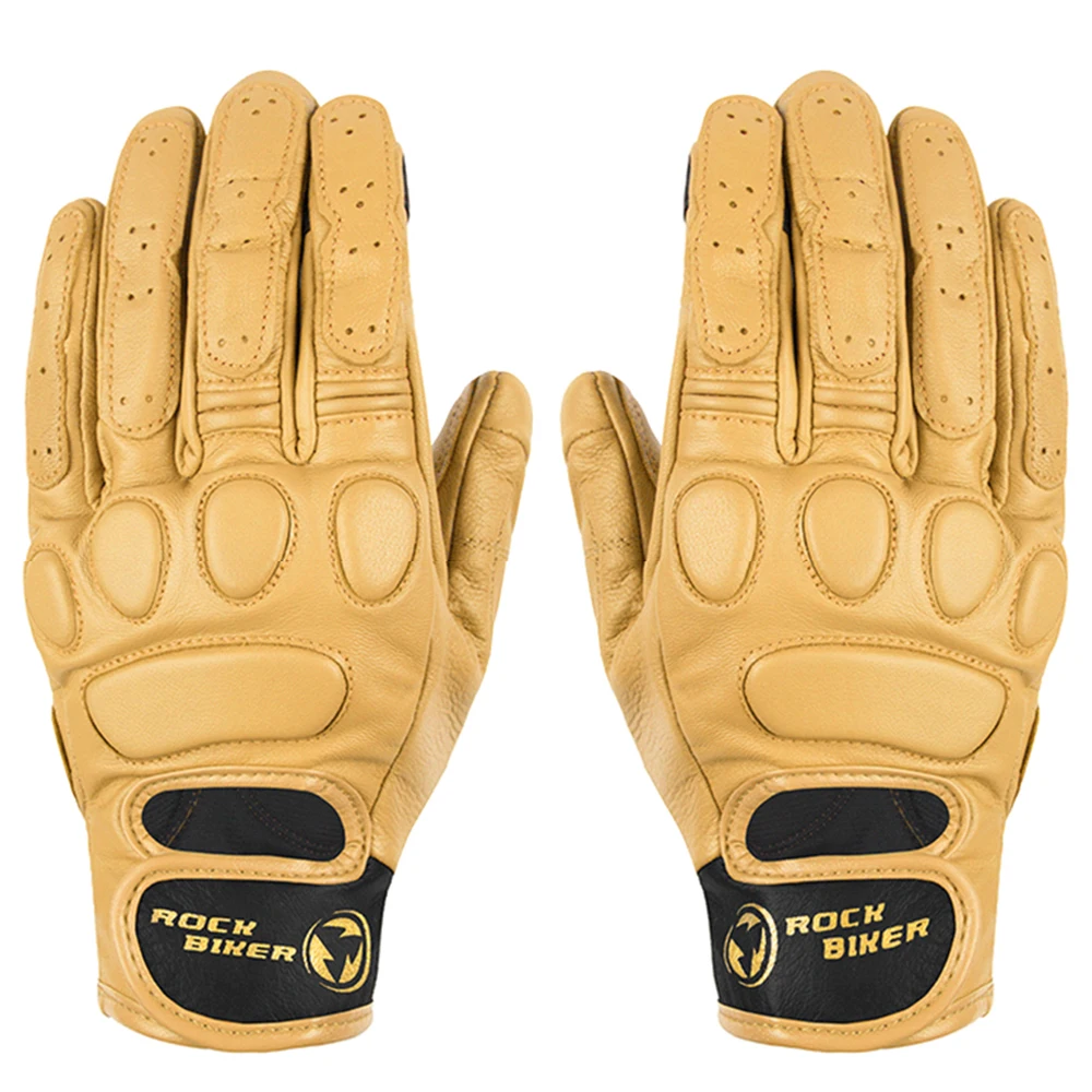 Мужские и женские мотоциклетные перчатки коричневые кожаные в стиле ретро для