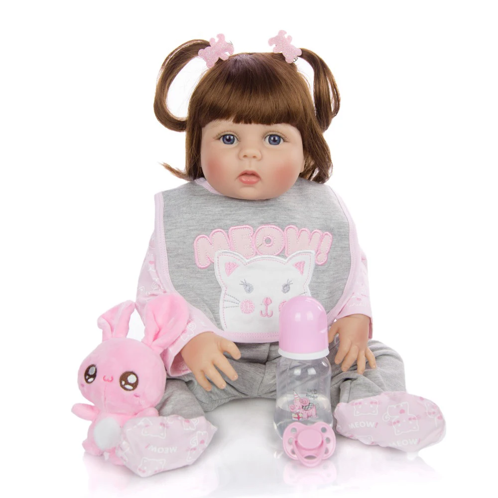 

Reborn baby doll toys 23" 57cm tan skin Bebe reborn corpo de silicone inteiro alive newborn dolls for children gift