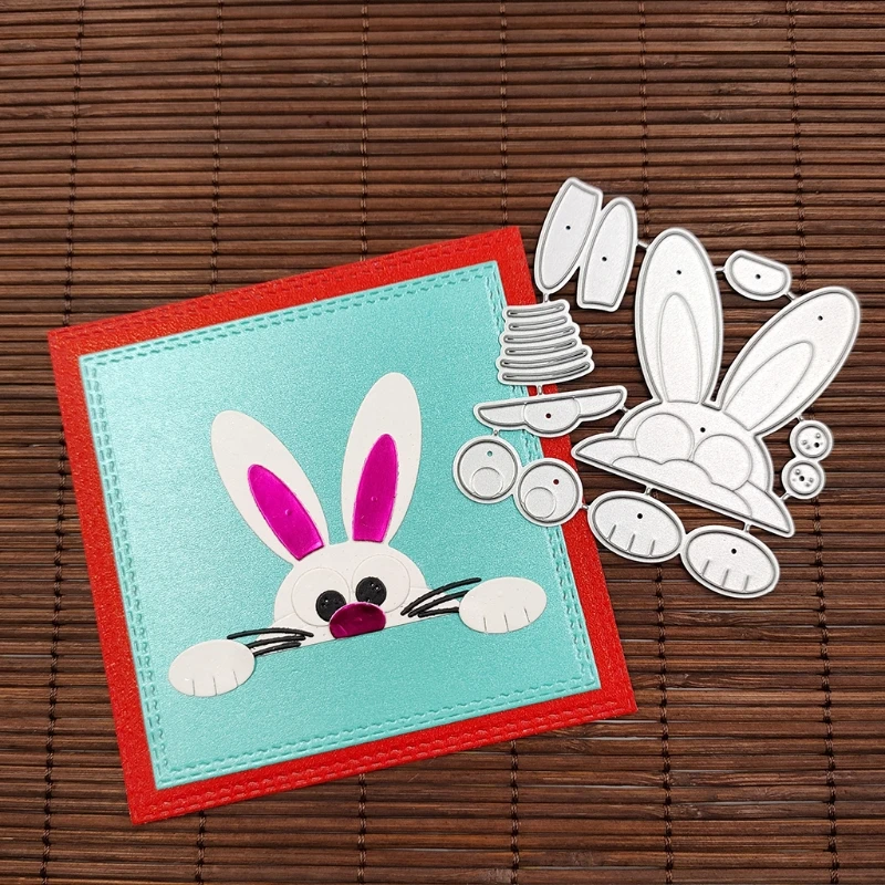 Пасхальный кролик головы металлический Трафаретный вырубной штамп Скрапбукинг