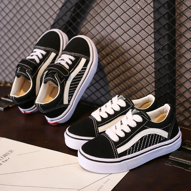 

Unisex 2020 Children Canvas Shoes Classic Black Stripes Student Sports Shoes for Children Girls Boys Kids Fashon Sneakers D06273