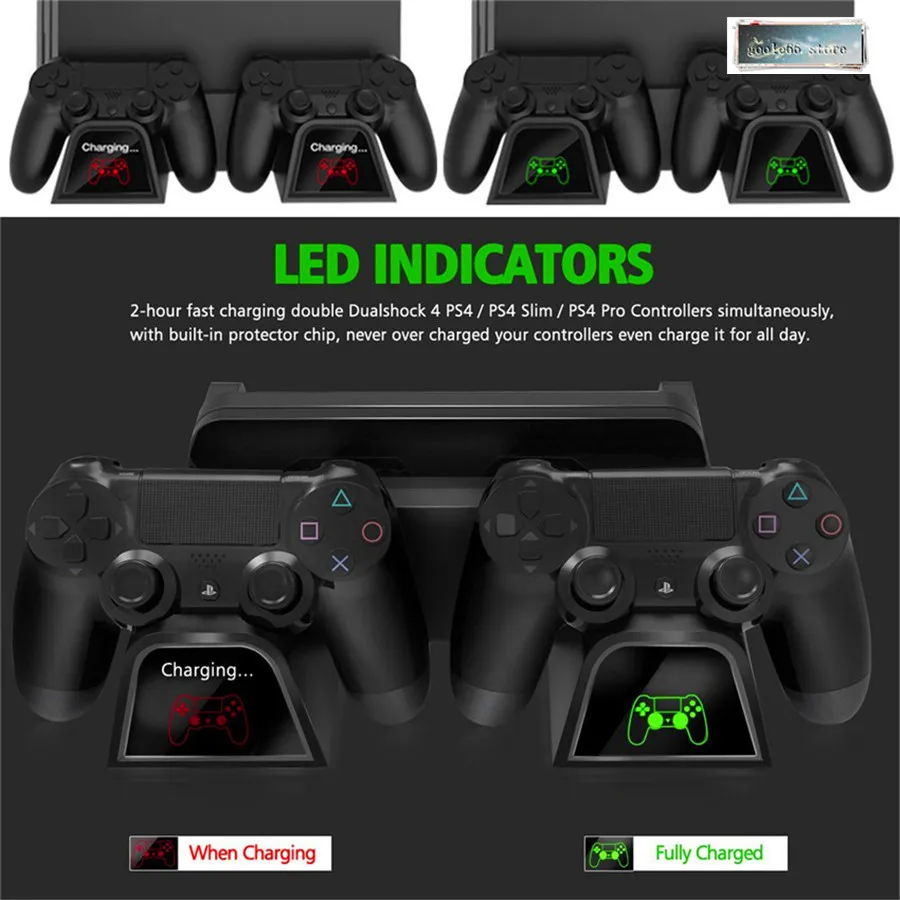 Вертикальный рефрижератор для PS4/PS4 Slim/PS4 Pro с вентилятором охлаждения двойной