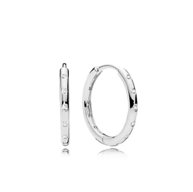 

925 Sterling Silver Female Hoop Pan Earrings Jewelry For Women Simple Round S925 Silver Jewelry Gift For Party