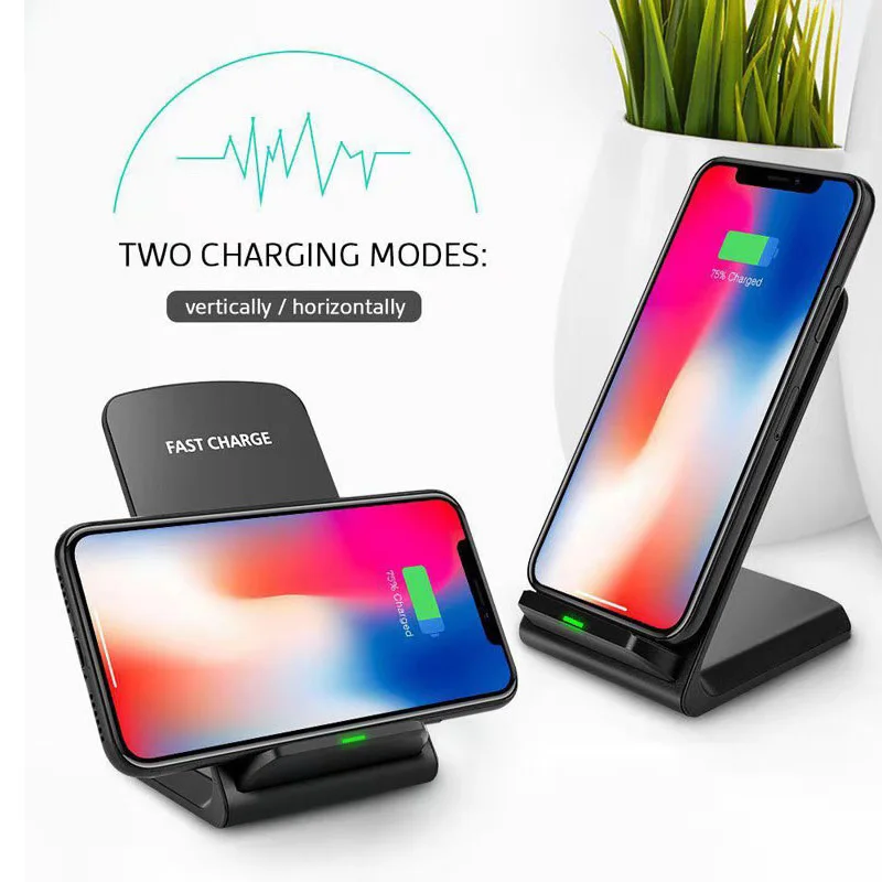 Беспроводная зарядная станция Fiuzd Qi 10 Вт 2 катушки быстрая док для iPhone X XS XR Samsung S9 S8