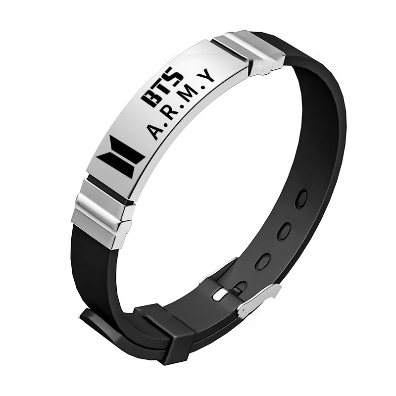 

Korean Kpop ARMY Letter Silicone Adjustable Bracelets for Women Girls Boys Punk Initial Hand Bracelet Jewelry Birthday Gifts