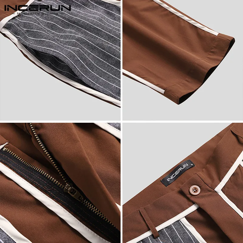 

INCERUN Fashion Men Straight Pants Patchwork Joggers Personality Button Casual Trousers Men Streetwear Pockets Pantalones Hombre