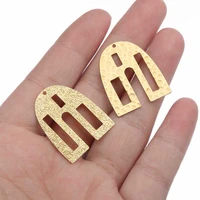 20pcs brass hollow geometry charm hammered u shaped earrings charms pendant for diy jewelry findings making wholesale supplies