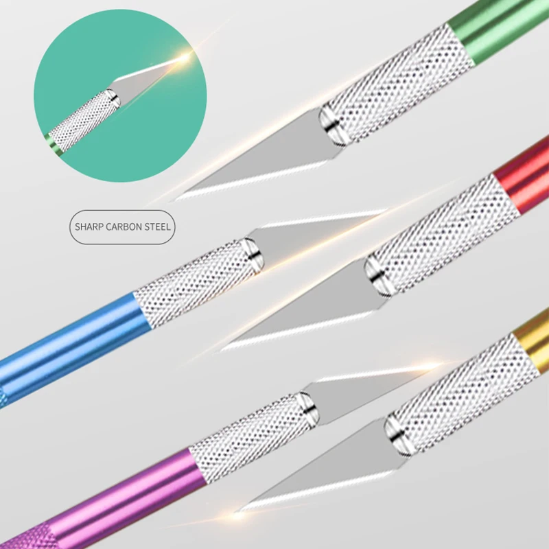 Скальпель из углеродистой стали нескользящая ручка набор Металлических Лезвий