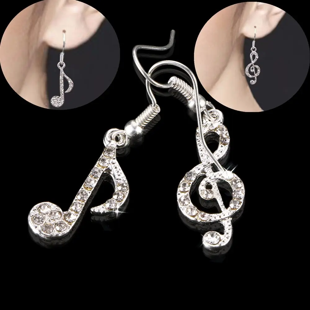 Серьги-капли с музыкальной нотой блестящие элегантные хрустальные висячие