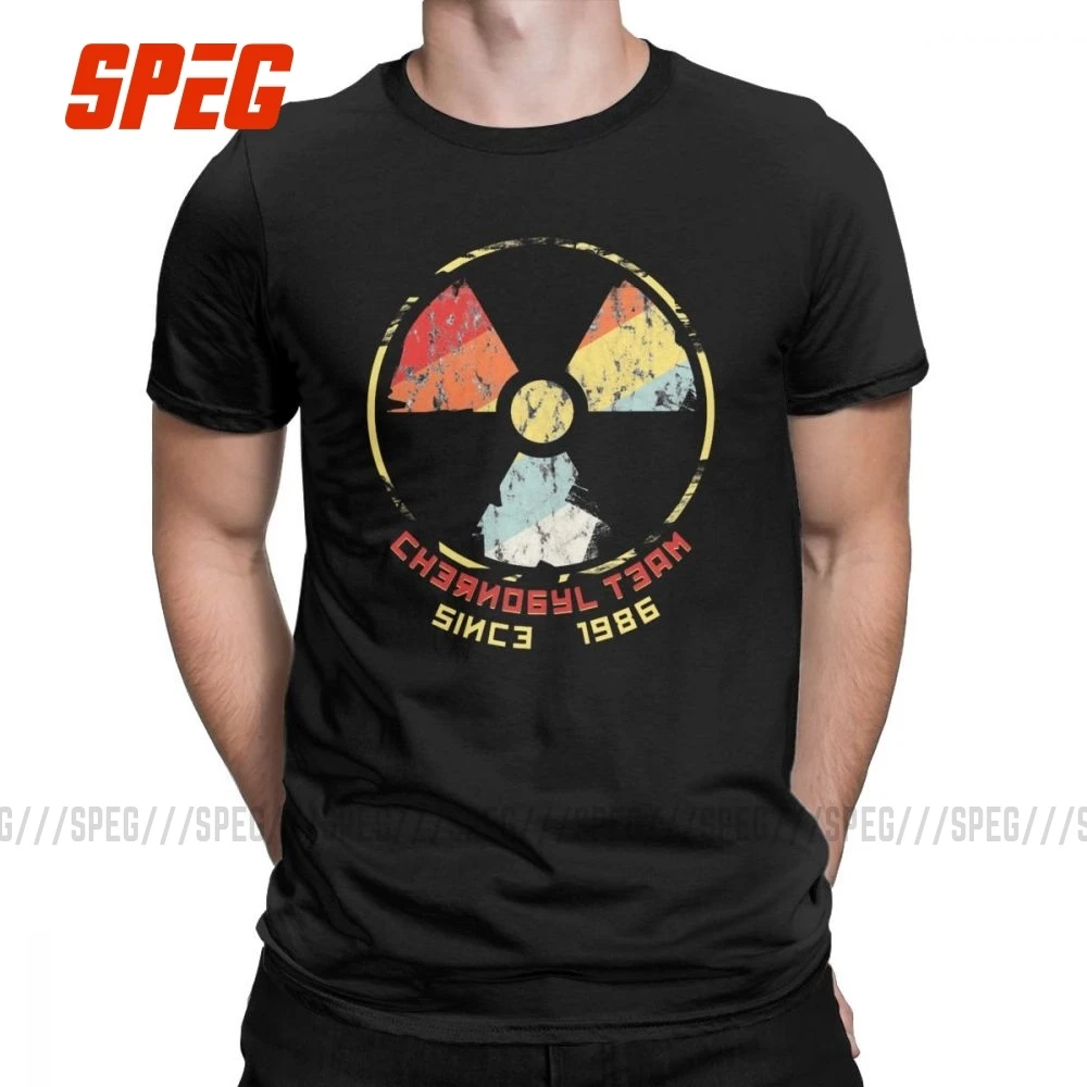 Россия Чернобыль футболки с ядерным излучением мужская хлопковая безумная