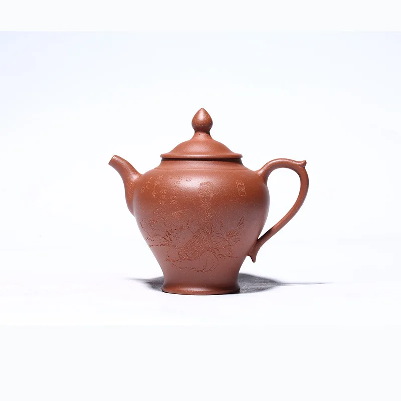 

Explosive Custom Yixing Handmade Raw Ore Purple Sand Teapot Carved And Painted Descending Mud Beauty Pot Household 280ml Tea Set