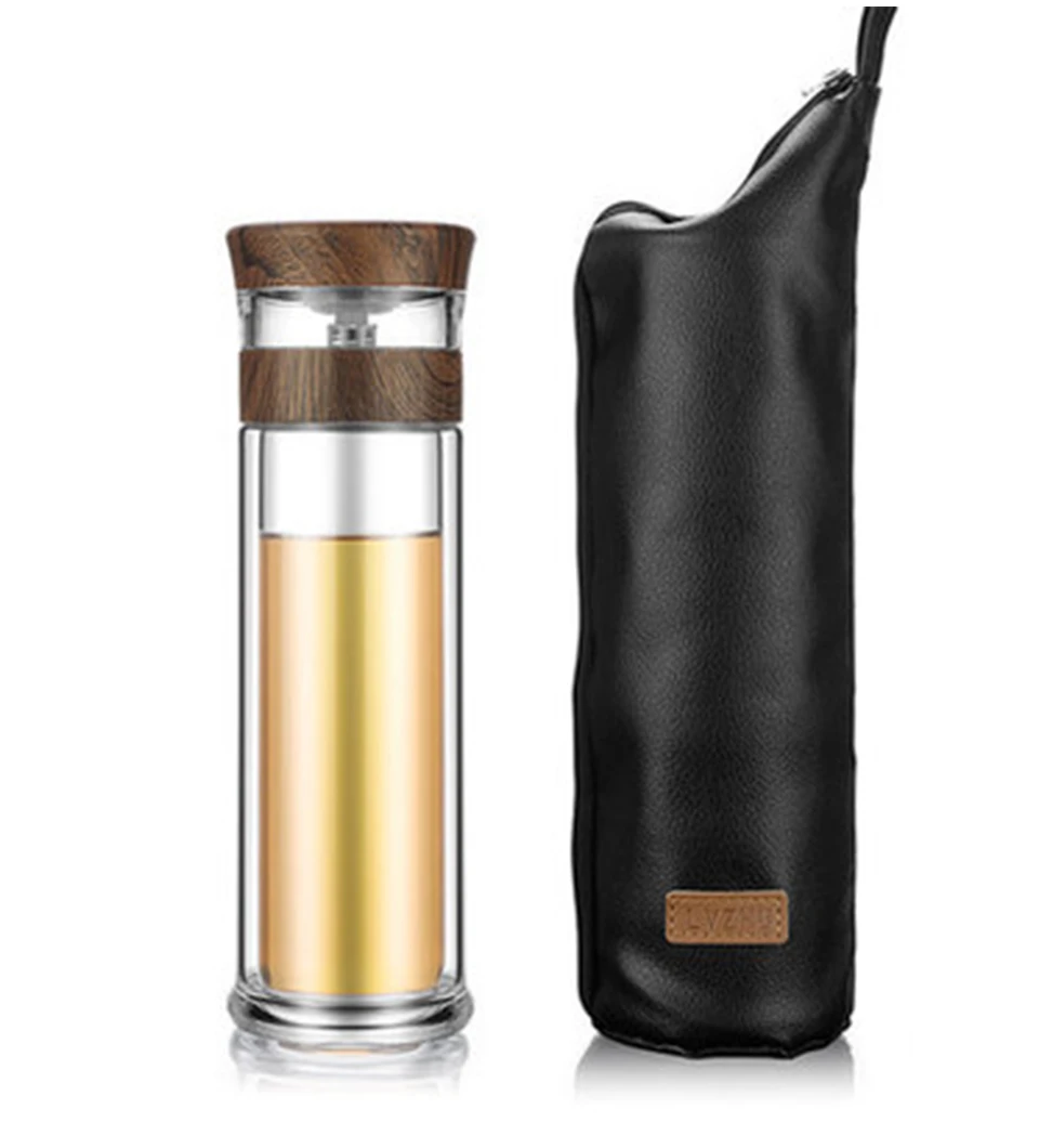 Drinking Pot Portable Tea Separation Cups Double-layer Car Cup Creative High Temperature Glass Water Bottle To Send Cup Sets
